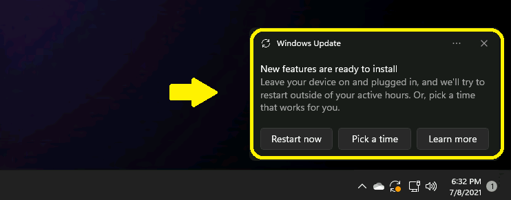 windows 11 upgrade notification for staff