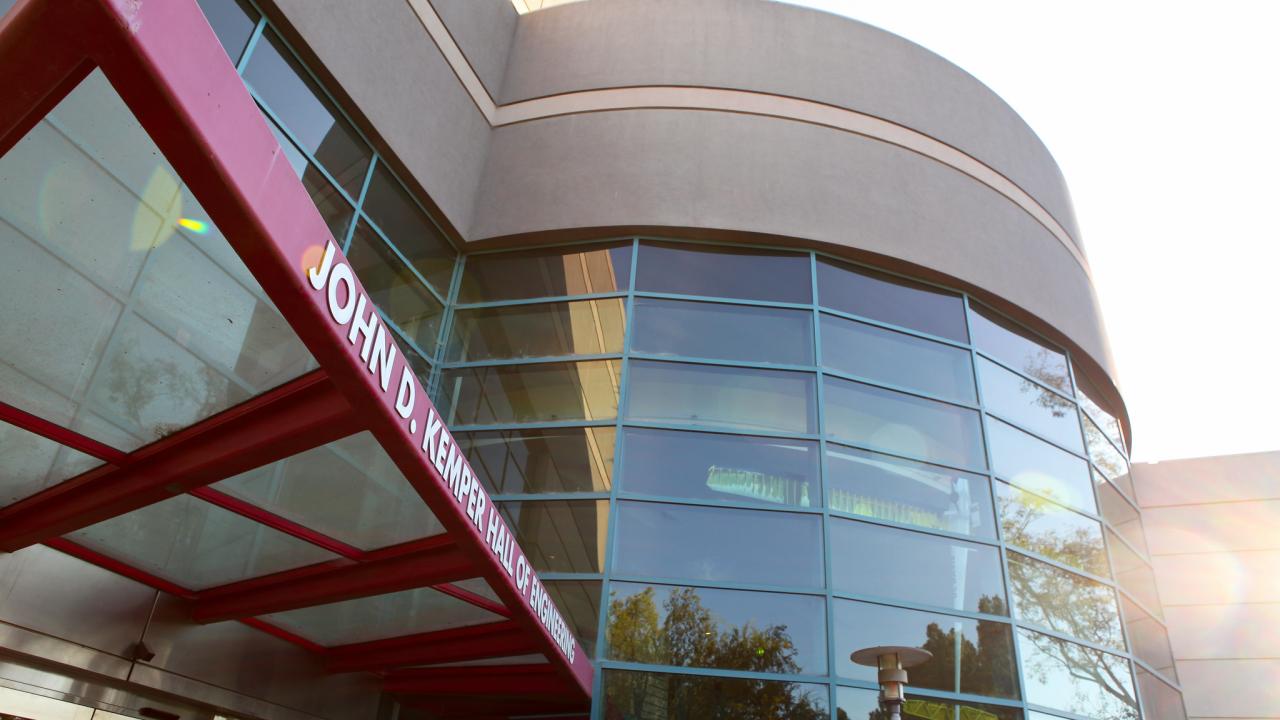 The entrance of John D. Kemper Hall