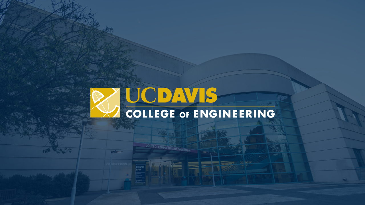College of Engineering logo on a blue background with a building