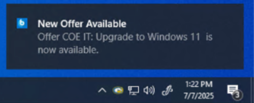 pop up message